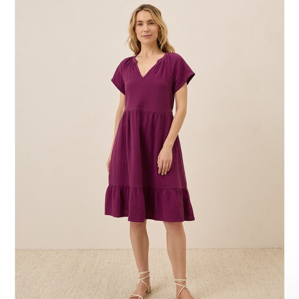 Pact Coastal Double Gauze Breezy Dress magenta medium